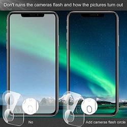 [ 2 Pack ] UniqueMe for iPhone 11 Pro/iPhone 11 Pro Max Camera Lens Protector Tempered Glass, HD Clear [New Version] Add Cameras Flash Circle