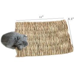 Grass Mat Woven Bed Mat for Small Animal Bunny Bedding Nest Chew Toy Bed Play Toy for Guinea Pig Parrot Rabbit Bunny Hamster Rat(Pack of 3) (3 Grass mats)