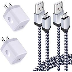 USB Wall Charger Micro USB Cable,4Kit Charging Block USB Charger Cube Plug with Android Micro Cord Cable Compatible Samsung Galaxy S7 Edge A10 A6 M10 J7 J8 S6 S5 Note 4 5, LG, HTC, Moto, Android Phone