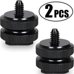 Camera Hot Shoe Mount to 1/4"-20 Tripod Screw Adapter Flash Shoe Mount for DSLR Camera Rig (Pack of 2)