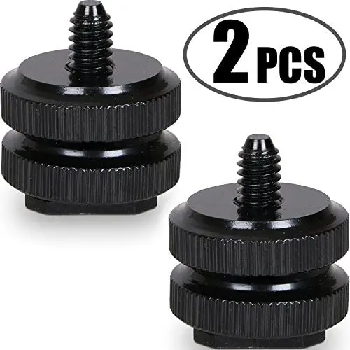 Camera Hot Shoe Mount to 1/4"-20 Tripod Screw Adapter Flash Shoe Mount for DSLR Camera Rig (Pack of 2) Camera Hot Shoe Mount to 1/4"-20 Tripod Screw Adapter Flash Shoe Mount for DSLR Camera Rig (Pack of 2)