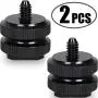 Camera Hot Shoe Mount to 1/4"-20 Tripod Screw Adapter Flash Shoe Mount for DSLR Camera Rig (Pack of 2) Camera Hot Shoe Mount to 1/4"-20 Tripod Screw Adapter Flash Shoe Mount for DSLR Camera Rig (Pack of 2)