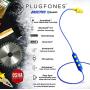 Plugfones Basic Pro Wireless Bluetooth in-Ear Earplug Earbuds - Noise Reduction Headphones with Noise Isolating Mic and Controls (Blue & Yellow)