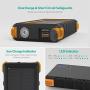 Solar Power Bank, 25000mAh RAVPower Solar Phone Charger with 3 USB Ports, External Battery Pack with Micro USB & USB C Inputs, Outdoor Portable Charger with Flashlight - Shock, Dust & Waterproof