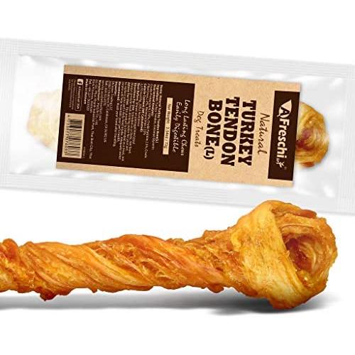 AFreschi Turkey Tendon for Dogs, Premium All-Natural, Hypoallergenic, Long-Lasting Dog Chew Treat, Easy to Digest, Alternative to Rawhide, Ingredient Sourced from USA, (Large)
