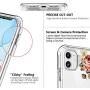 SKYLMW iPhone 11 Case 2019 6.1 inch,[Built in Screen Protector] Full Body Shockproof Dual Layer High Impact Protective Hard Plastic & Soft TPU with Phone Tough Cover Cases for Women Men,Flowers/Clear