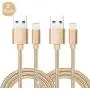 RoFI Compatible Phone Cable, [2Pack] 2FT Nylon Braided Fast Charging USB Cord Replcement for Phone X 8 8 Plus 7 7 Plus 6s 6s Plus 6 6 Plus 5 5S 5C SE Pad Air Mini and More (2 Pack Gold, 2 FT)