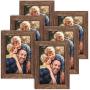 ZIRANLING 5X7 Picture Frame Wood Rustic Brown Set of 6 Packs for Table Top and Wall Mounting Display