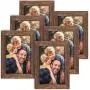 ZIRANLING 5X7 Picture Frame Wood Rustic Brown Set of 6 Packs for Table Top and Wall Mounting Display