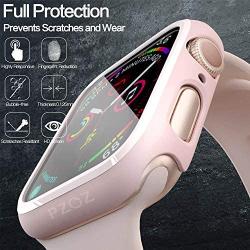 pzoz Compatible Apple Watch Series 5 / Series 4 Case with Screen Protector 44mm Accessories Slim Guard Thin Bumper Full Coverage Matte Hard Cover Defense Edge for Women Men New Gen GPS iWatch (Pink)