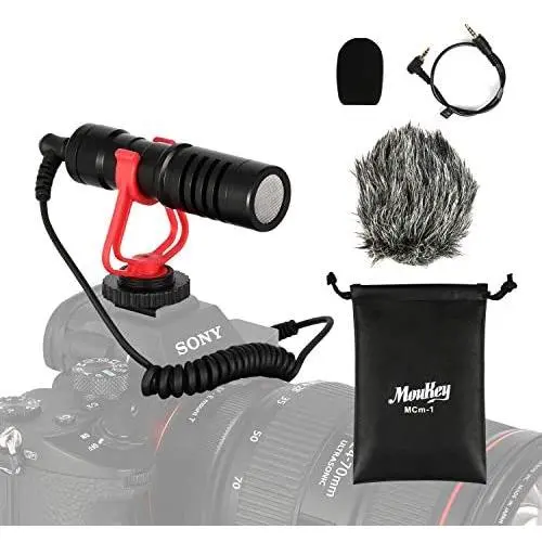 Moukey MCM-1 DSLR Camera Microphone, External Video Mic Shotgun for Phone, Smartphone, Vlogging, Canon/Nikon/Sony Camera Moukey MCM-1 DSLR Camera Microphone, External Video Mic Shotgun for Phone, Smartphone, Vlogging, Canon/Nikon/Sony Camera