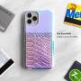 Cell Phone Wallet Stick on Credit Card Holder for Back of Phone - Cards Sleeve Pocket, Adhesive Sticker Compatible with iPhone, Most Cases - Iridescent Snakeskin