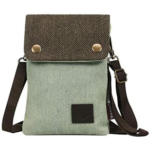 Gcepls Canvas Small Cute Crossbody Women Cell Phone Purse Wallet Bag with Shoulder Strap for iPhone 11 iPhone 6s 7 Plus 8 Plus iPhone XS MAX,Galaxy Note 9 S7 S10 Plus (Fits with OtterBox Case)-Green