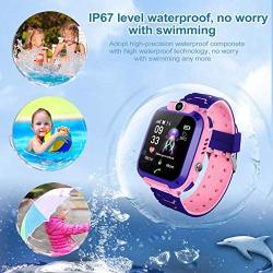 themoemoe Kids Smartwatch, Kids GPS Tracker Watch Kids Waterproof Smart Watch Phone GPS Tracker with SOS Two Way Call (Pink)