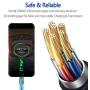 USB C Cable 10ft, Long Type C Fast Charging Cable,Durable Nylon Braided for Samsung S20 S10 S9 S8 Plus Note 10 9, Moto Z，LG G8, BLU G9 Pro and Other USB C Charge (Red)