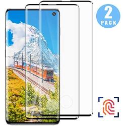 Galaxy S10 (6.1") Screen Protector - 2 Pack Tempered Glass HD Clear [Fingerprint Sensor Support] [9H Hardness] [3D Curved] [Full Coverage] Glass Screen Protective Film for Samsung Galaxy S10