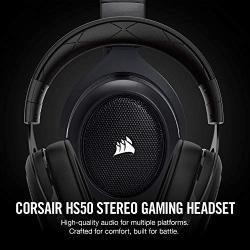 CORSAIR HS50 - Stereo Gaming Headset - Discord Certified Headphones - Works with PC, Mac, Xbox One, PS4, Nintendo Switch, iOS and Android – Carbon