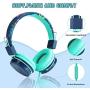 Baseman Kids Headphones with Microphone, Wired On-Ear Headsets with Safe Volume Limited 85 dB, Foldable and Adjustable Headphones with a 3.5mm Jack Cord for Children/School/Cellphone/Tablet Blue