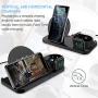 KKM Wireless Charger, 3 in1 Fast Wireless Charging Station, 10W Qi-Certified Charger Stand for iPhone SE 2020, Apple Watch, AirPods/Pro, Samsung Galaxy Note 20/Note 20 Ultra, LG, Google Pixel, OnePlus