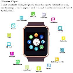 Smart Watch,Unlocked Touchscreen Smartwatch Compatible with Bluetooth/Android/IOS (Partial Functions) Call and Text Camera Notification Music Player Wrist Watch for Women Men(Gold)