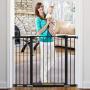 KingSo 48.8" W x 36" H Baby Gate Extra Tall Wide Large Dog Gate Auto Close Safety Gate Durable Walk Thru Child Gate for Stairs Doorways. Include 4 Pressure Bolts, 2.75", 5.5" & 8.25" Extension, Black
