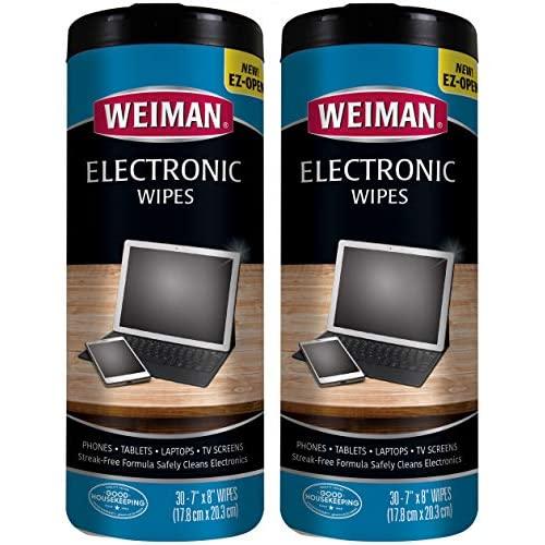 Weiman Electronic Wipes - Non Toxic Safely Clean Your Laptop, Computer, TV, Phone, and Tablet Screens - All Electronic Equipment - Electronic Cleaning Wipes - 30 Count (2 Pack)