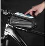 Rexphil Bike Phone Mount Front Frame Handlebar Bags, TPU Waterproof Top Tube Storage Zipper Cycling Bag with Touch Screen Fits iPhone X XS Max XR Include 15 in One Multifunctional Bicycle Repair Tool