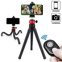 Phone Tripod, Portable Cell Phone Camera Tripod Stand with Wireless Remote, Flexible Tripod Stand for Selfies/Vlogging/Streaming/Photography Compatible with iPhone, Android Phone, Sports Camera GoPro