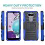 CasemartUSA Phone Case for [LG Aristo 5], [Refined Series][Blue] Shockproof Protective Cover with Built-in Kickstand & Swivel Belt Clip Holster for LG Aristo 5 (T-Mobile, Metro, Sprint)