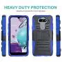 CasemartUSA Phone Case for [LG Aristo 5], [Refined Series][Blue] Shockproof Protective Cover with Built-in Kickstand & Swivel Belt Clip Holster for LG Aristo 5 (T-Mobile, Metro, Sprint)