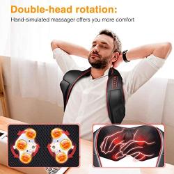 Electric Massager, ATMOKO Neck Massager with Heating & Vibration Function, for Shoulders, Neck, Back, Waist, Legs, Arms, Soles, Relieve Muscle Pain, 15.75 x 6.30 x 7.48 in, Black+Red