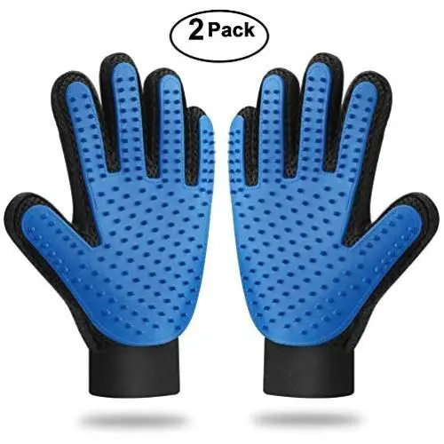 xjzx [Upgrade Version 2PCS Pet Grooming Glove - Gentle Deshedding Brush Glove - Efficient Pet Hair Remover Mitt - Massage Tool with Enhanced Five Finger Design - Perfect for Dogs & Cats, Blue xjzx [Upgrade Version 2PCS Pet Grooming Glove - Gentle Deshedding Brush Glove - Efficient Pet Hair Remover Mitt - Massage Tool with Enhanced Five Finger Design - Perfect for Dogs & Cats, Blue