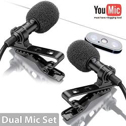 Dual Lavalier Microphone - 2 Lavalier Microphone - Lavalier Microphone Set - 2 Pack Microphone for Interview, Blog or Podcast