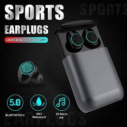 Newmsnr i9 Plus Mini in-Ear Bluetooth 5.0 Earphones,2020 Spuer Comfortable&Lightweight Wireless Earbuds,Touch Control Noise Cancelling Waterproof IPX7 Headset with Mic (Lucky-Gun Black)