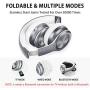 Picun P26 Bluetooth Headphones Over Ear 40H Playtime Hi-Fi Stereo Wireless Headphones Deep Bass Foldable Wired/Wireless/TF for Cell Phone/PC Bluetooth 5.0 Wireless Headset with Mic (Platinum Grey)