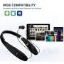 Bluetooth Headphones, Bluetooth Headset Foldable Neckband Wireless Headset with Retractable Earbuds, Bluetooth V4.1, 16 Hours Playtime, Sports Sweatproof Noise Cancelling Earphones with Mic (Black) Bluetooth Headphones, Bluetooth Headset Foldable Neckband Wireless Headset with Retractable Earbuds, Bluetooth V4.1, 16 Hours Playtime, Sports Sweatproof Noise Cancelling Earphones with Mic (Black)