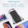 10000 mAh Portable Charger Power Bank Ultra Slim External Battery Pack with Built in AC Plug, Type-c Cable,Micro Cable and Other Cable for Cell Phone