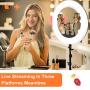 Ring Light Kit 18 with Tripod Stand/Three Phone Holders/Bluetooth Remote Control, Adjustable Color Selfie Ringlight for YouTube Video Recording/Makeup/TikTok, Compatible with iPhone/Android