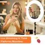 Ring Light Kit 18 with Tripod Stand/Three Phone Holders/Bluetooth Remote Control, Adjustable Color Selfie Ringlight for YouTube Video Recording/Makeup/TikTok, Compatible with iPhone/Android