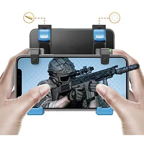 IFYOO MGT108 Mobile Game Controller Gaming Trigger Button Compatible with PUBG Mobile/Fortnitee Mobile/Call of Duty Mobile, Compatible with Android Phone & iPhone - BlueX2 IFYOO MGT108 Mobile Game Controller Gaming Trigger Button Compatible with PUBG Mobile/Fortnitee Mobile/Call of Duty Mobile, Compatible with Android Phone & iPhone - BlueX2