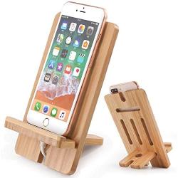Cell Phone Tablet Stand, Bamboo Wooden Smart Phone Desktop Charging Dock Holder Compatible with Pad, Phone 8 Plus X XS Max XR, All iOS & Android Phone, Tablet - 1 Pack