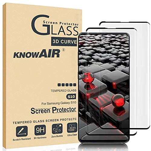 KNOWAIR Galaxy S10 Screen Protector,Full Coverage Tempered Glass[2 Pack] [Anti-Scratch][High Definition][Designed for Ultrasonic Fingerprint] Tempered Glass Screen Protector Suitable for Galaxy S10