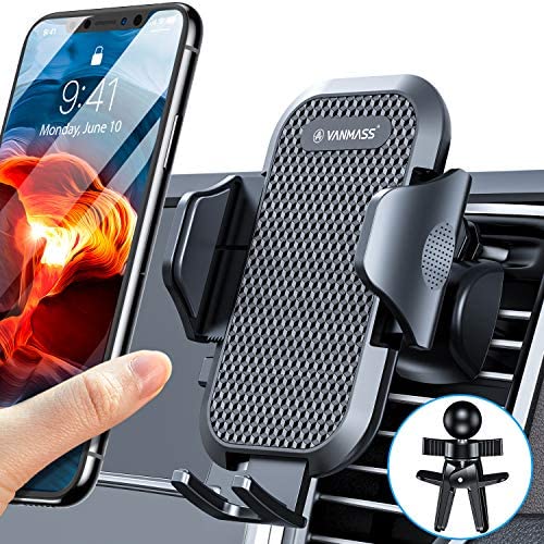 VANMASS Car Phone Mount,360°Rotation Universal Smartphone Car Air Vent Holder Cradle Hands Free Compatible with iPhone 11/11 Pro/11 Pro Max/8 Plus/8/X/XR/XS/SE Samsung Galaxy S20/S10/S9/S8/Note 10