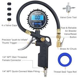 AstroAI Digital Tire Inflator with Pressure Gauge, 250 PSI Air Chuck and Compressor Accessories Heavy Duty with Rubber Hose and Quick Connect Coupler for 0.1 Display Resolution