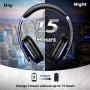 August EP650 Bluetooth Wireless Over Ear Headphones with aptX LL Low Latency/Multipoint/NFC / 3.5mm Audio in/Headset Microphone - Blue