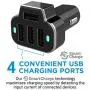 Aduro 4 Port Car Charger Adapter, 12V Fast Car Charger USB Adapter Power Station 5.2A/26W Output (Black)