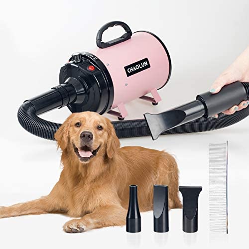 CHAOLUN High Velocity Pet Hair Dryer - Blower Grooming Dryer with Heater Dogs &amp; Cats, 3.2HP 2400W Powerful Blow Force, Stepless Adjustable Speed, Reduce Noise, Heat Insulation