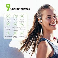 Letsfit Bluetooth Headphones IPX7 Waterproof 15Hrs Playtime Wireless Earbuds, Bluetooth 5.0 Running Headphones, HiFi Stereo in-Ear Earphones w/Mic Noise Cancelling for Sports, Workout, Gym