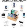 OthoKing Charging Station Organizer,Fast Charging Station for Multiple Device 5-Port USB Bamboo Wood Charging Dock,Universal Apple Watch Phone Pad and Android Like Samsung Cell Phones & Tablets