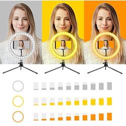 LED Ring Light 10” with Stand and Phone Holder, Selfie Ring Light with 3 Light Modes and 10 Brightness Level for Live Stream, Makeup, Photography, Youtuber, Vlogging, TikTok (10”/26CM)